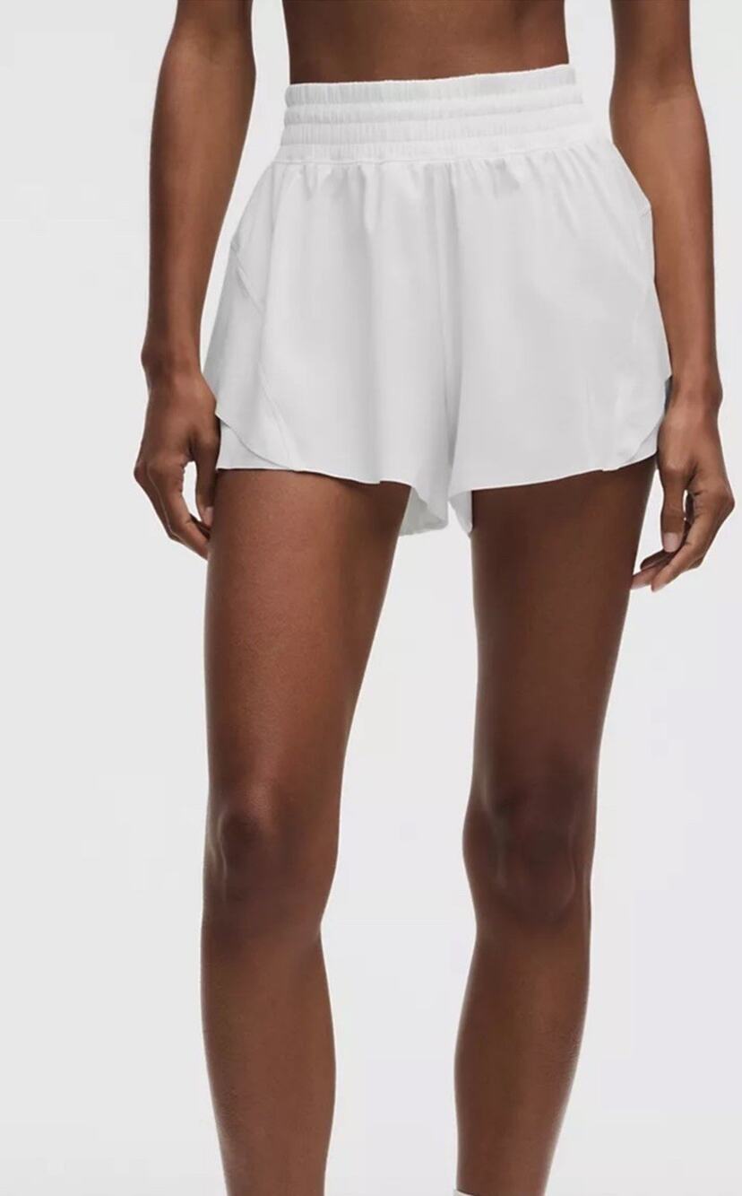 Lululemon Shake It Out High Rise Running Shorts 2.5” Medium White Lined